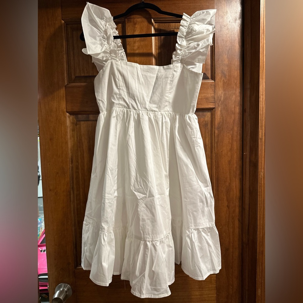 Club L London Maternity White Ruffled Adult Women’s Dress - US Size 6